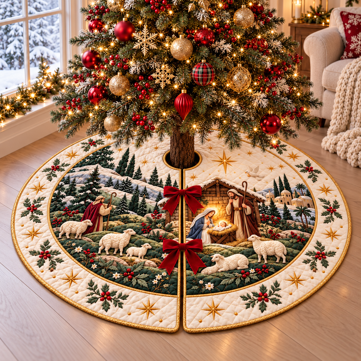 Nativity Scene Christmas Tree Skirt, Christian Holiday Decor 5502972a-b4aa-4210-9424-93558987555a-1.png