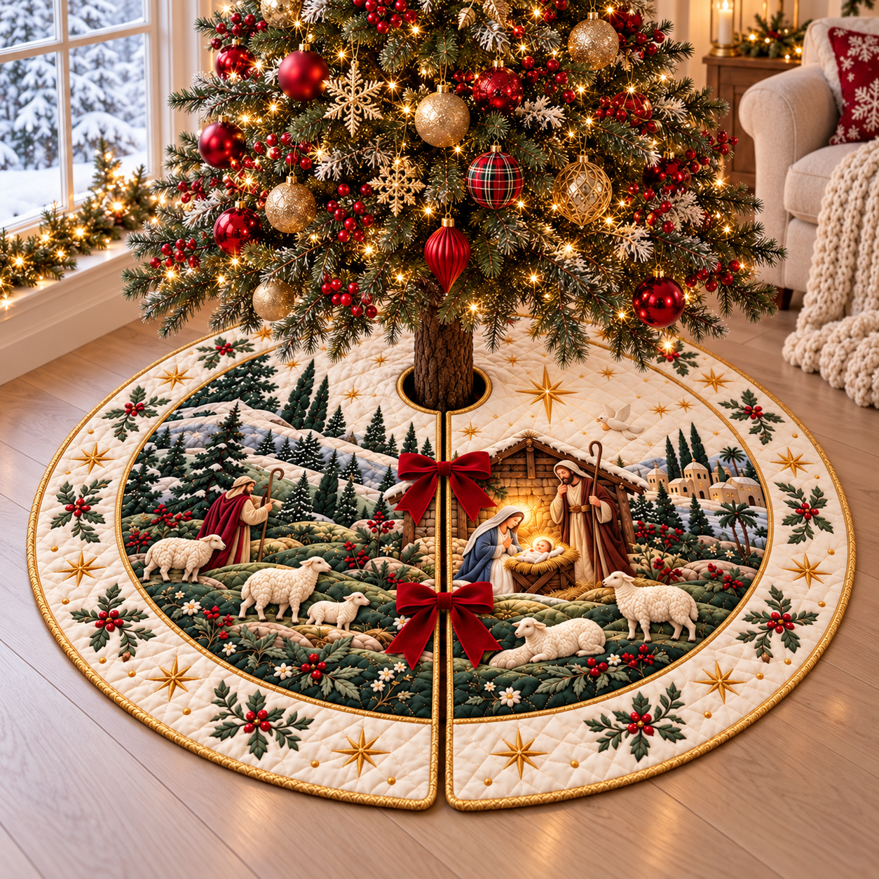 Nativity Scene Christmas Tree Skirt, Christian Holiday Decor 5502972a-b4aa-4210-9424-93558987555a-1.png