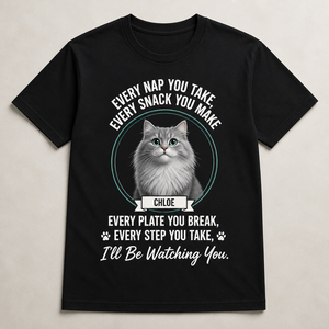 Cat Watching You Parody – Personalized Pet Portrait & Name T‑Shirt - Personalized T-shirt 55092322-1036-47a9-ac90-f4366464bec4.png