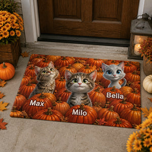 Pumpkin Patch Cats Personalized Doormat – 1–3 Pet Photo Cartoon Portraits - Personalized Doormat 550c7edf-7c2e-4d6d-946f-5ef26652bb95.jpg