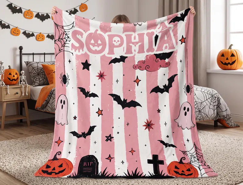 Personalized Halloween Blanket, Custom Name Spooky Ghost Pumpkin Fleece Throw, Cozy Fall Home Decor 551989d4-a17e-4e81-bc8a-3b6716d45a9b-fghgfghfgh-8-.webp
