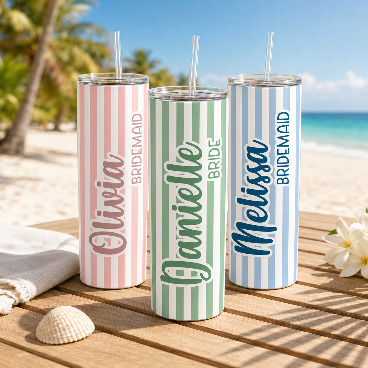 Vacation Tumblers, Personalized Beach Girls Trip Cups, Beach Bachelorette, Family Vacation Custom Tumblers with Name, Cabana Stripe Cup 5519a441-5166-418c-b84b-c0e89f2bb8f3-banner-1.png