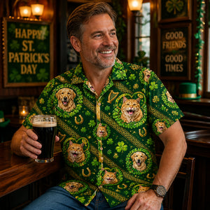 Custom St. Patrick's Day Pet Photo Hawaiian Shirt – Shamrocks & Gold - Personalized Hawaiian Shirt 55267037-2697-4ddd-ba82-c316f39ecd3b.jpg