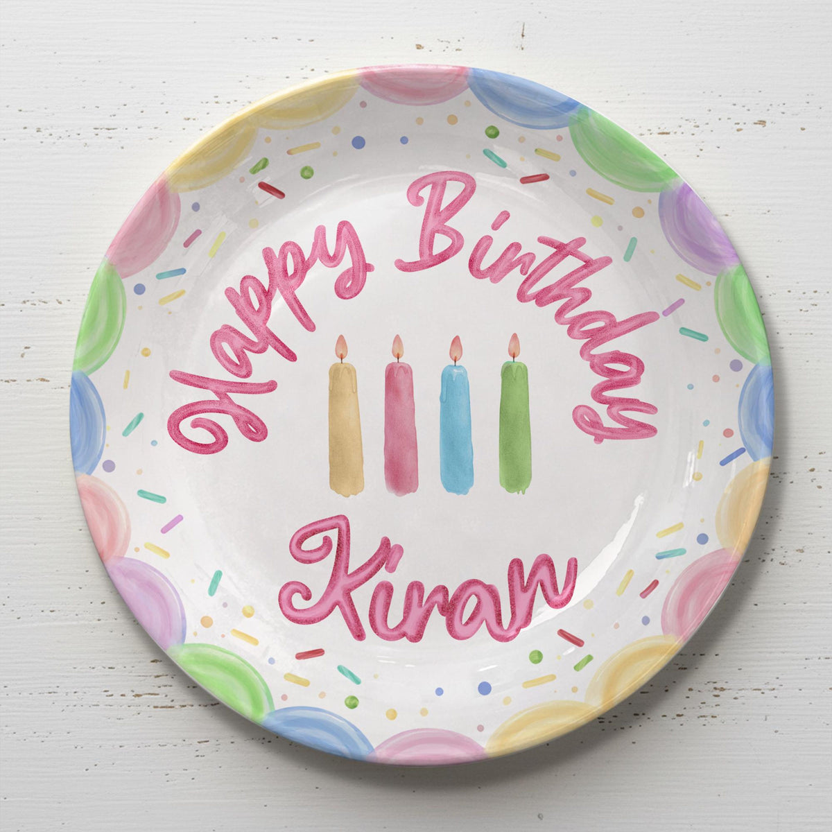 Personalized Birthday Plate, Custom Ceramic Cake Plate with Pastel Candles & Sprinkles, Custom Name Birthday Gift, Keepsake Decor 552a9074-5806-4423-8632-f87c7fd3ec13-3.jpg