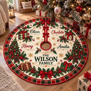 Personalized Family Names Christmas Tree Skirt: Custom Plaid Border Holiday Decor 552e0214-a996-4956-a4f6-956100a3c4ee-DRE-8-.webp