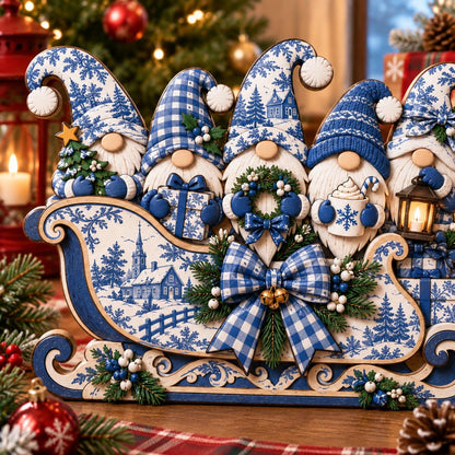 Blue Toile Christmas Gnome Wooden Block, Winter Sleigh Table Decor, Blue and White Holiday Shelf Decor, Christmas Gnome Gift For Family 5550d999-db13-42fa-bd88-92ab130992c3-hj1.jpg