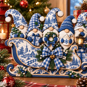 Blue Toile Christmas Gnome Wooden Block, Winter Sleigh Table Decor, Blue and White Holiday Shelf Decor, Christmas Gnome Gift For Family 5550d999-db13-42fa-bd88-92ab130992c3-hj1.jpg