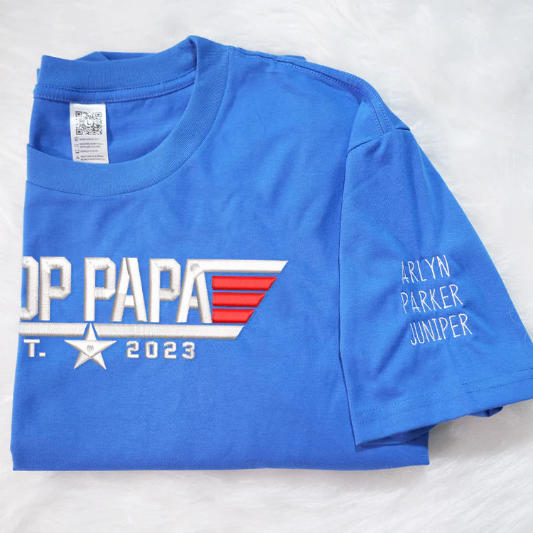 Top Papa Gift For Father Embroidered Shirt
