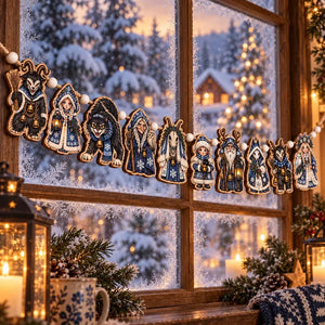 Yule Folklore Christmas Wood Garland: Blue Krampus and Winter Witch Beaded Mantel Banner 555d891e-5719-4d78-bb0b-7928cdc00729-fgdf-8-.webp