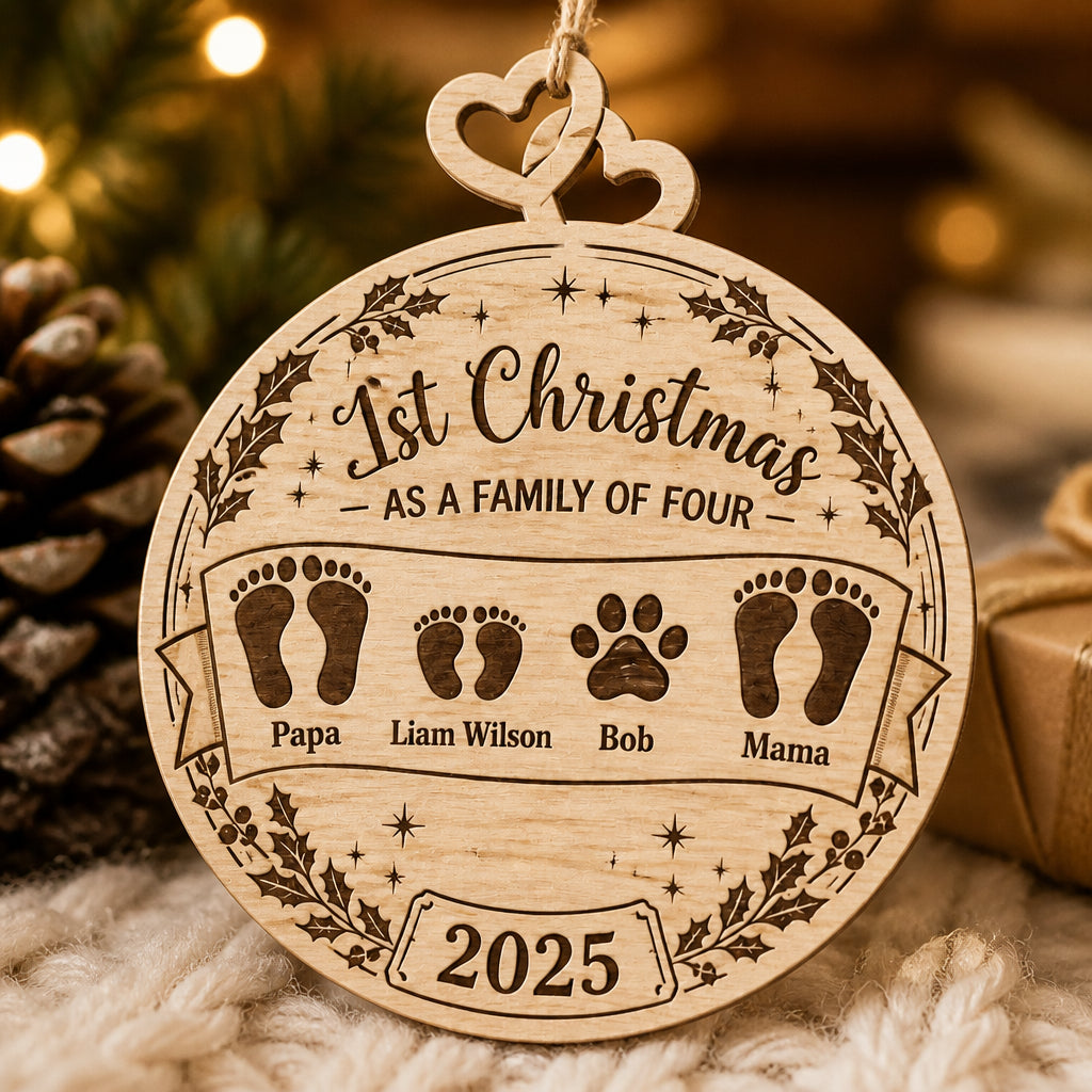 Family of Four 1st Christmas Interlocking Hearts Wood Ornament – Names & Year - Personalized Interlocking Hearts - Wooden Ornament 556f23d4-1807-42e1-87b1-bcf6a4866928.jpg