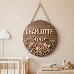 Custom Wildflower Nursery Name Sign, Personalized Round Wooden Plaque with Pastel Floral Design, Boho Baby Girl Room Decor, Newborn Gift 557234a4-c2ce-407d-bd7b-6ee9a05c8831-banner-6.jpg
