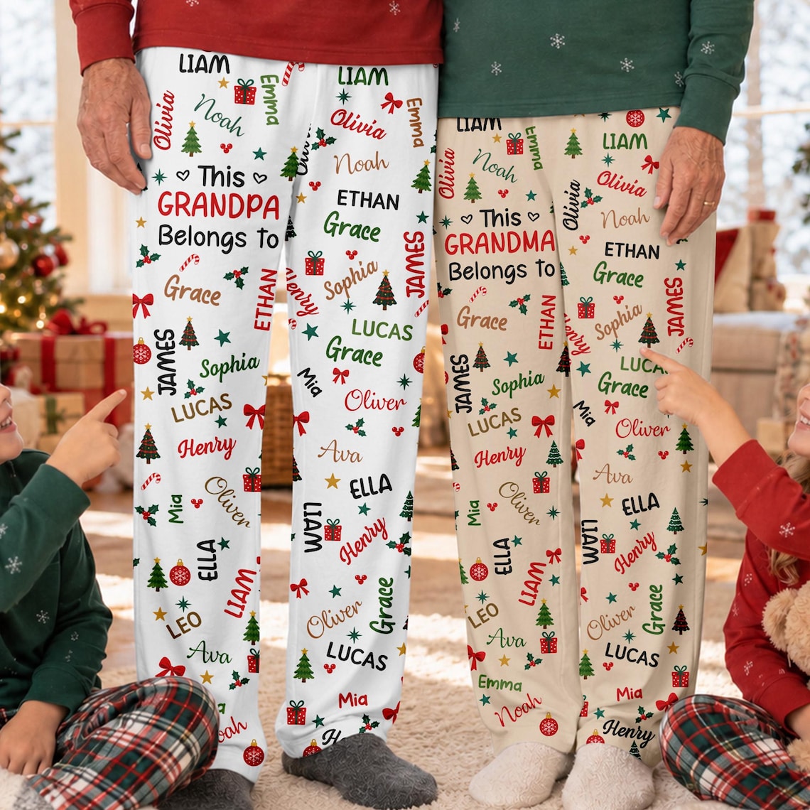 Personalized Grandma Grandpa Pajama Pants, Custom Grandkids Names Christmas Lounge Pants & Sweatpants, Grandparent Gift 558ccdea-989d-4fc4-bb0a-5169c046b1ec-3.jpg