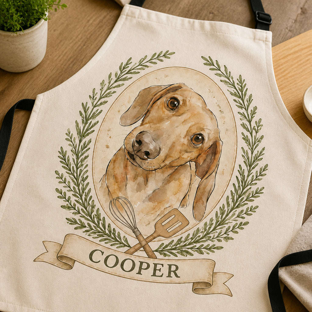 Custom Watercolor Pet Portrait Apron - Personalized Apron 559720ca-456c-4304-a146-eb5d34bcf9d4.jpg