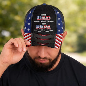 First Dad Now Papa with Kids Names, Personalized Father's Day Classic Cap, Gift For Dad Grandpa