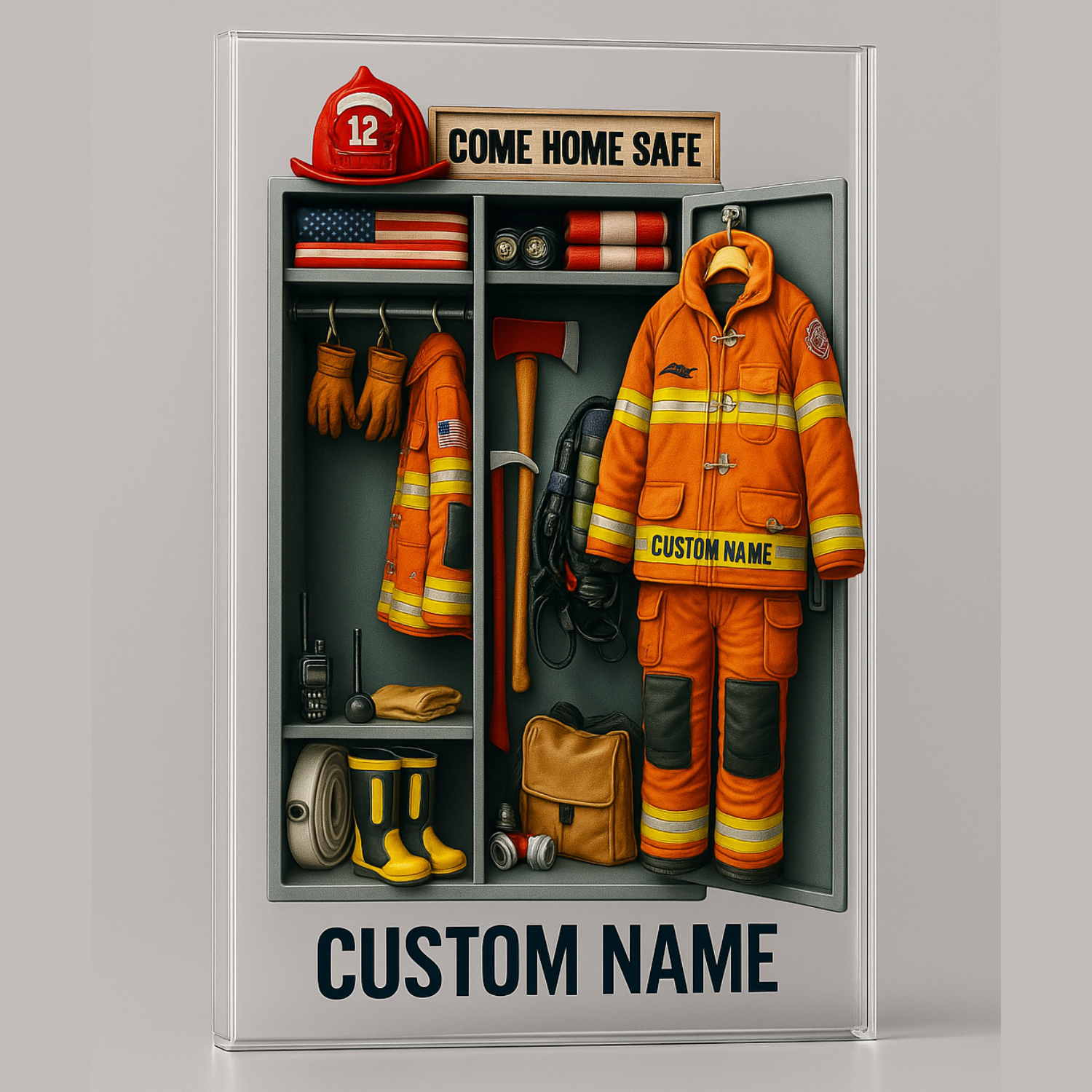 Fire Rescue Personal Locker - Personalized Acrylic Plaque - Gifts For Firefighter