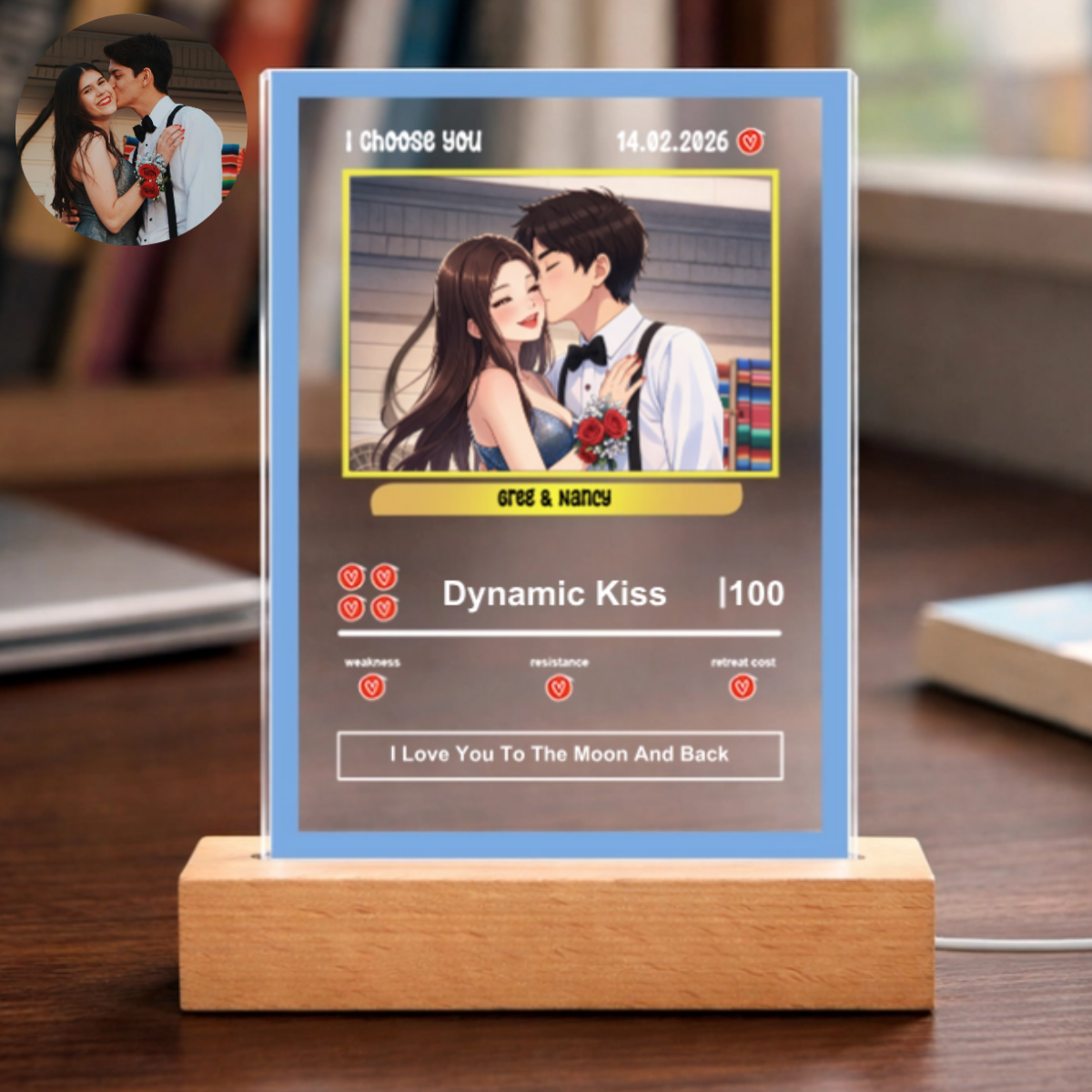 Personalize Photo Night Light Wedding Gift Poke Night Light Lamp Home Keepsake Poke Cards Gift for Couple Trading Cards