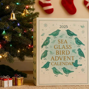 Sea Glass Bird Advent Calendar 2025 with 24 Hanging Ornaments – Countdown Christmas Gift for Bird Lovers, Tree Decor, Holiday Display