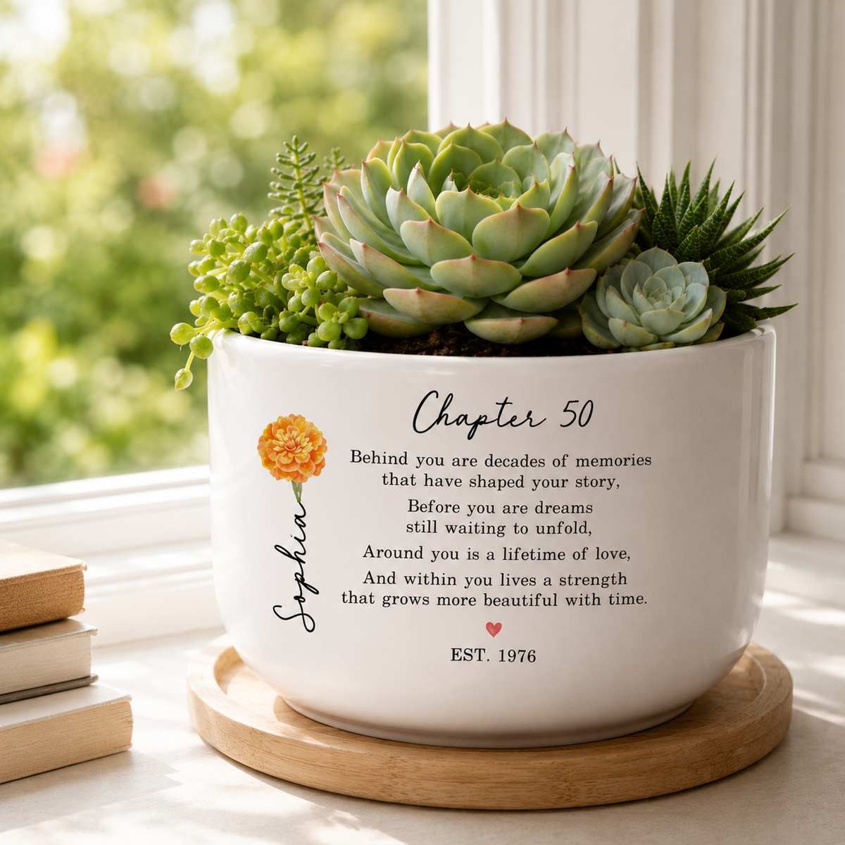 Personalized 50th Birthday Gift For Women, 50th Birthday Flower Pot, Custom Name Chapter 50 Planter