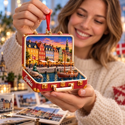 Personalized 3D Copenhagen Harbor Suitcase Christmas Ornament – Copenhagen Denmark Travel Souvenir & Gift for Copenhagen Lovers 55b93cff-ce12-4ccb-85ca-bbe9adb84f14-Personalized-Copenhagen-memories-in-a-red-suitcase-1.png