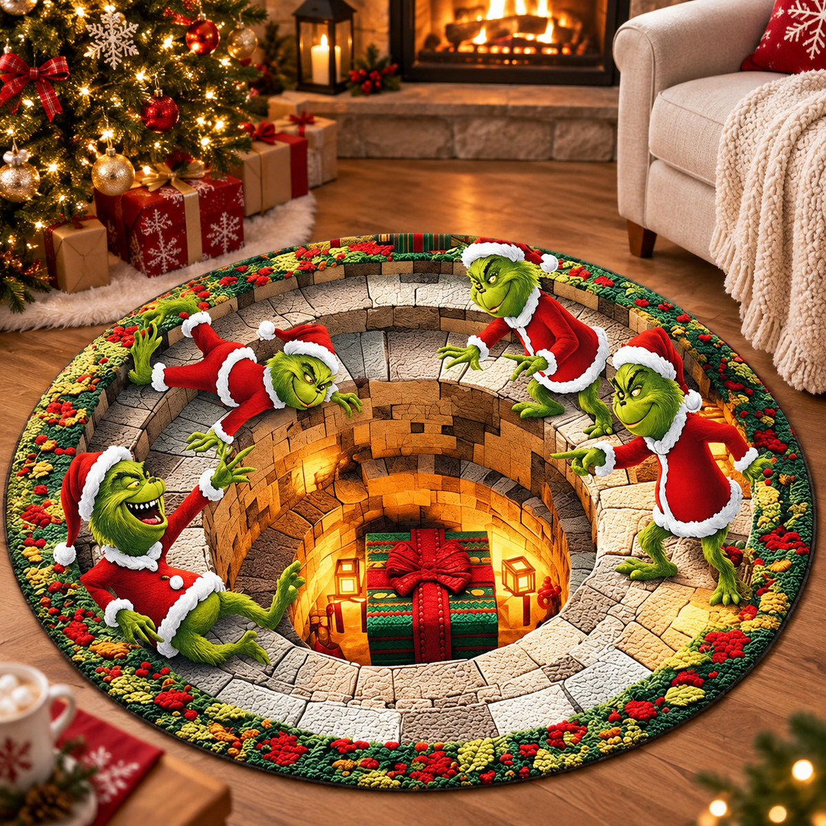 Little Green Rascals Quilted Round Mat | Funny Christmas Grinche Rug for Holiday Home Decor 55bb5802-6161-4714-ba1d-9459d5bbe970-ggf-1-.png