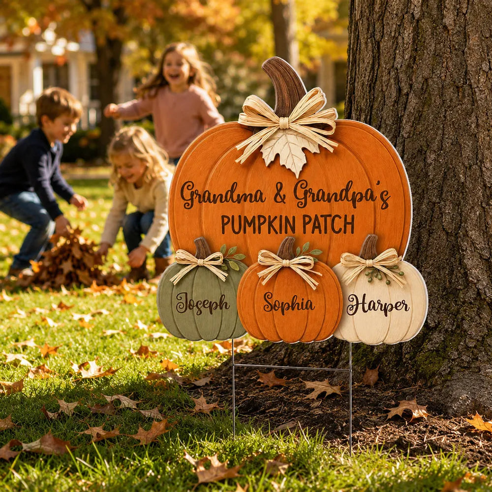 Fall Vibe Grandpa Grandma's Pumpkin Patch - Personalized Yard Sign - Fall Decor For Grandparents 55c459a5-0d6f-43d5-96f5-832fba410a30-7.webp
