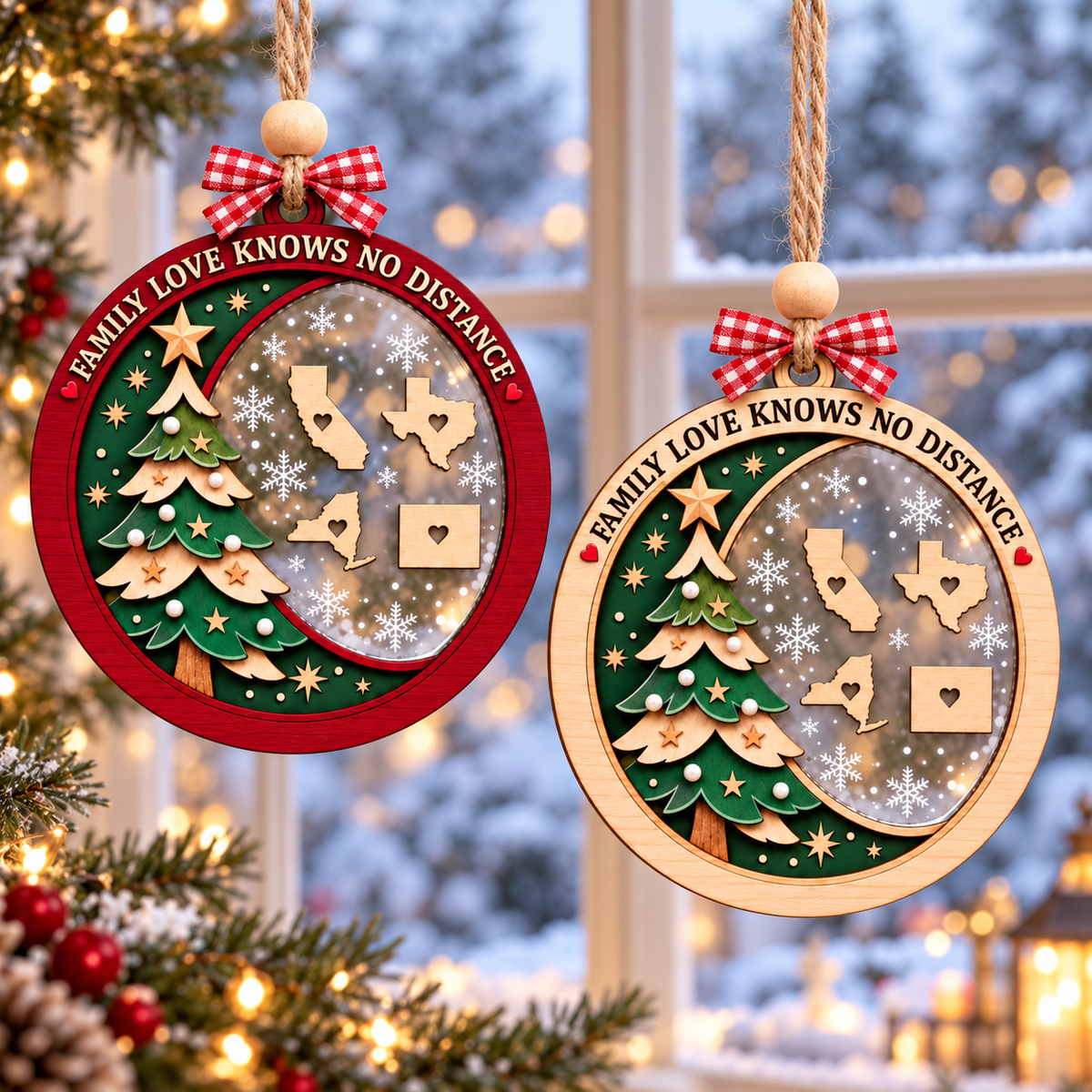 Personalized Long Distance Family Ornament, Custom State to State Christmas Ornament, Family Love Knows No Distance Keepsake Gift 55d37a81-8cf4-4b9b-b802-7b0ec16fff34-banner-1.png