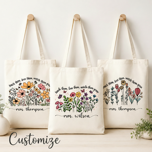 Personalized Teacher Tote Bag with Name | Teacher Appreciation Gift | Custom Canvas Bag for Educators and School Staff