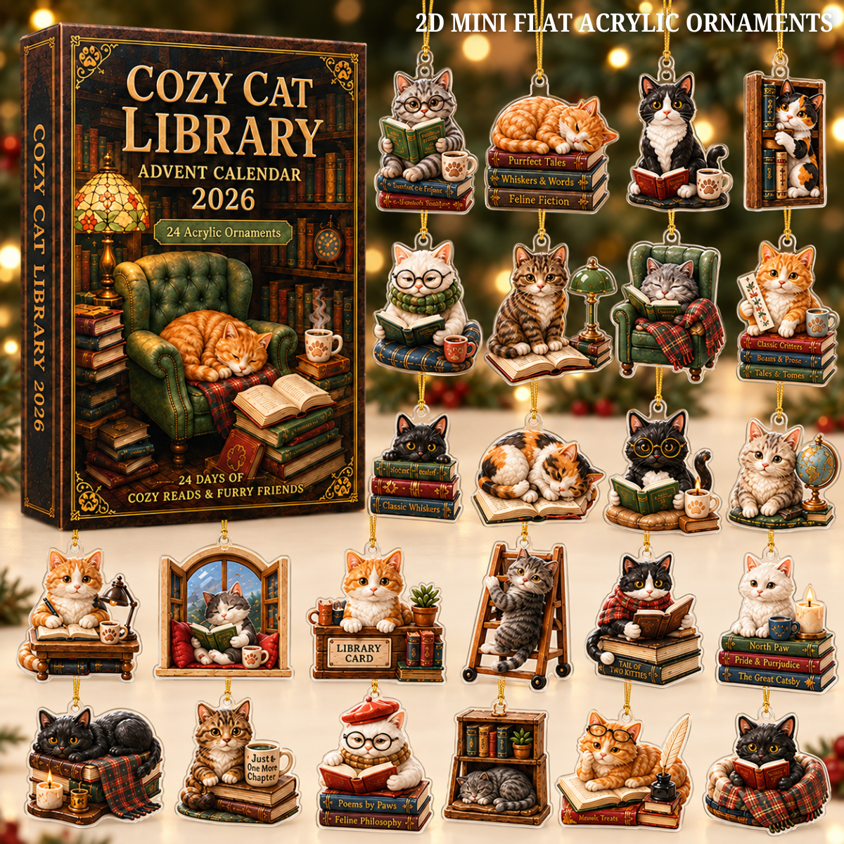 Cozy Cat Library Advent Calendar 2026 - 24-Day Festive Countdown, Acrylic Charms Blind Box - Gift For Reading Lovers 560aceeb-7245-47f9-9289-4060cc557c0e-cat-text.png