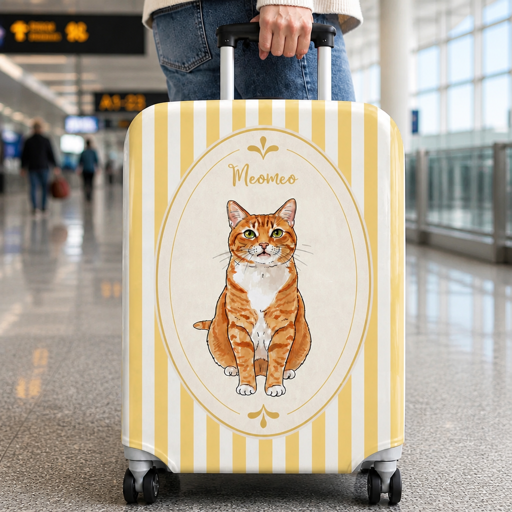 Personalized Cat Portrait Luggage Cover with Name - Personalized Luggage Cover 5611f618-1256-40ef-8275-4eb6ad930e5c.png