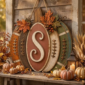 Personalized Football Pumpkin Door Hanger, Rustic Fall Wooden Monogram Sign, Farmhouse Autumn Porch Decor, GIFT 2026, Custom Initial 5615b56d-c7d3-4f48-ae91-8cd827979604-dsd-1-.jfif