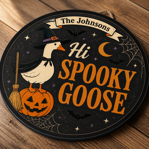 Personalized Halloween ‘Hi Spooky Goose’ Round Metal Sign - Personalized Metal Sign 5637f8bf-7b5b-4d19-be7e-e21574402d4c.jpg