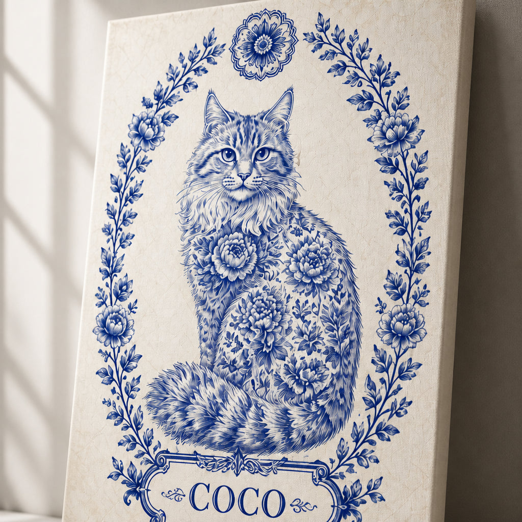 Chinoiserie Cat Portrait Canvas – Personalized Pet Name - Personalized Canvas 5639c7c9-9b91-467b-bdd8-4303a8face56.jpg