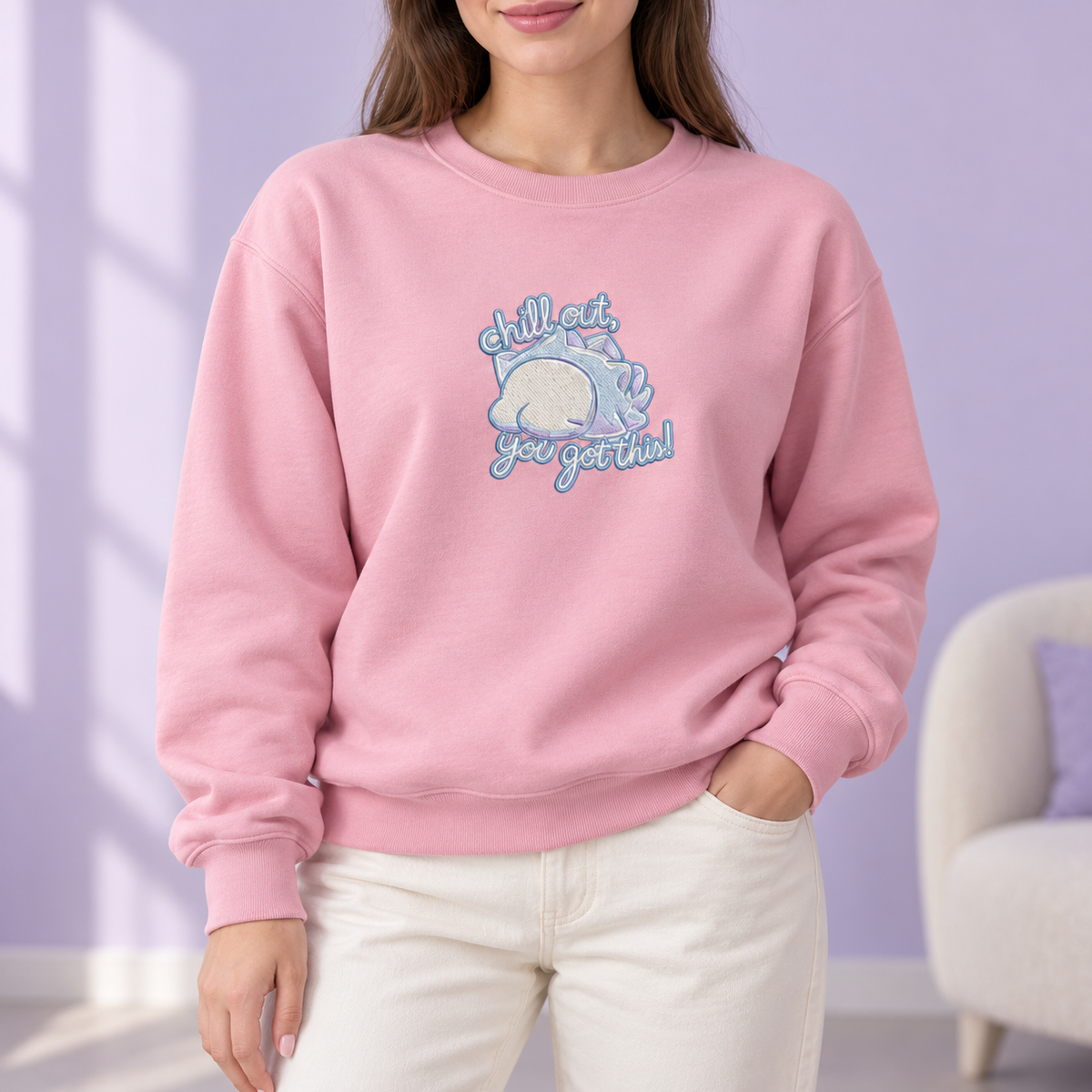 Embroidered T-shirt Sweatshirt Dragon Hoodie, Frosty Bug, Cuteness, Gift For Her, Hims, Kids 563da236-d545-4e84-8ce5-87a9b1e439bf--o-n-h-ng-pastel-th-u-Chill-out-1.png