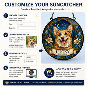 Custom Pet Memorial Stained-Glass Suncatcher – Photo, Name & Years - Personalized Suncatcher Ornament 56464d23-e3d4-4501-b882-ef53ae3c9433.jpg