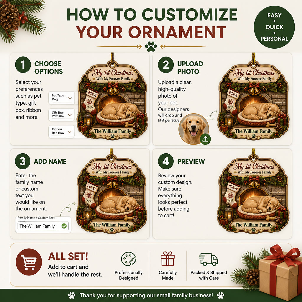 My 1st Christmas With My Forever Family — Custom Pet Portrait & Family Name 3‑Layer Wood Ornament - Personalized 3-Layered Wood Ornament 56a063a4-e00c-4892-93c4-59c39e0da0da.jpg