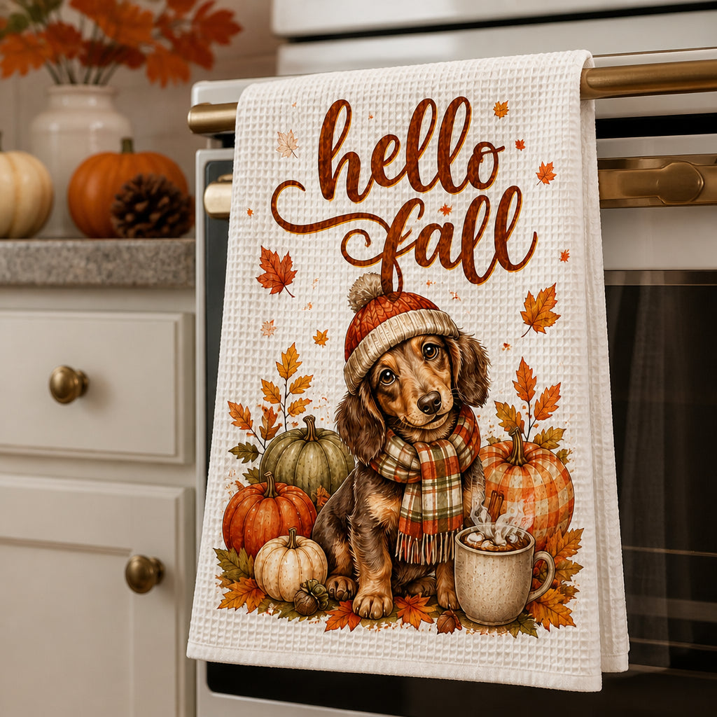 Hello Fall Custom Pet Portrait Kitchen Towel - Personalized Kitchen Towel 56a872b3-29ca-4209-b57c-da9e15e31ec6.jpg