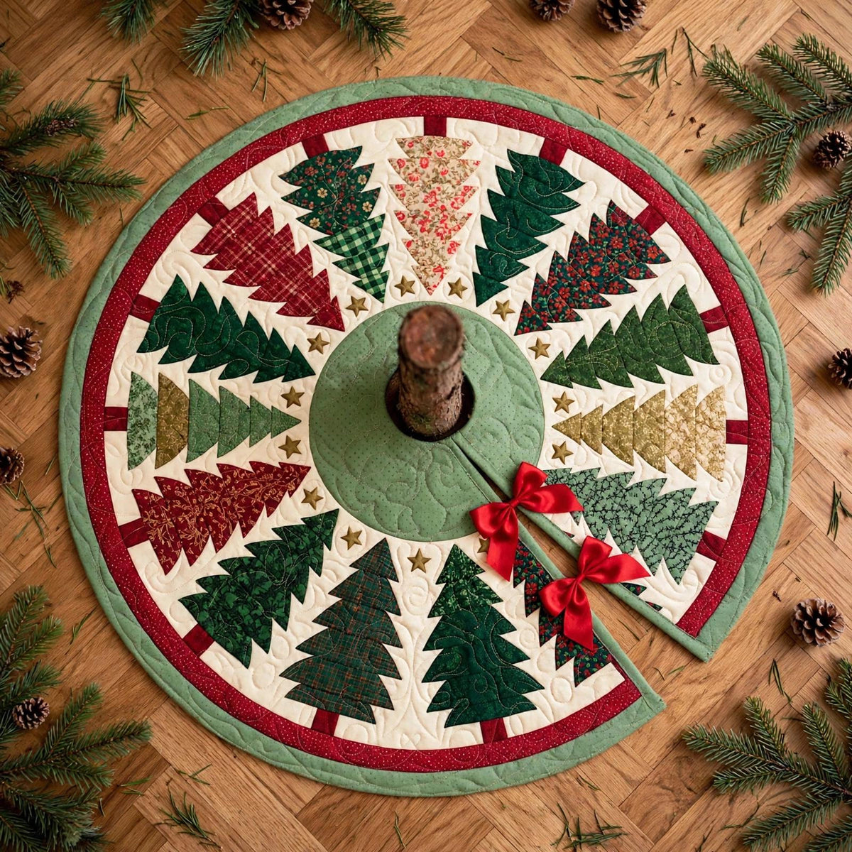 Christmas Tree Quilted Tree Skirt, Patchwork Christmas Tree Skirt, Red Green Holiday Tree Base Cover, Traditional Xmas Decor, Family Gift 56ba6ebb-3894-4f56-9d17-bf91df841fca-2.jpg