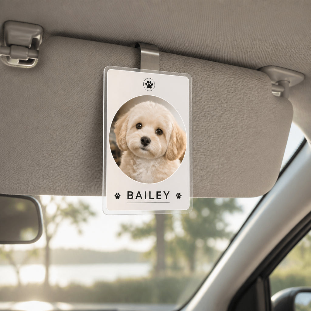 Custom Pet Photo Car Visor Clip – Name & Paw Print - Personalized Car Visor Clip 56bffe65-ed98-4cfc-a912-2dde0d378e96.jpg
