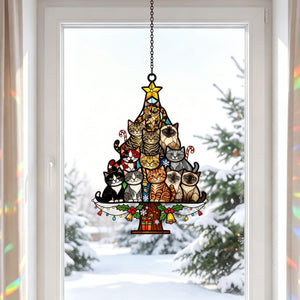 Cat Christmas Tree Acrylic Suncatcher, Christmas Tree Made of Cats Acrylic Suncatcher, Christmas Home Decor Cat Art, Gift for Cat Lovers 56c5f3e3-4c8b-4853-a3dc-7709760296cb-5.jpg