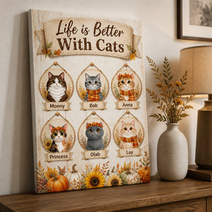 Life Is Better With Cats — Personalized Cat Portrait Canvas (Upload Photos) - Personalized Canvas 56cc93a7-1232-47a8-a0b1-07f007324a14.jpg