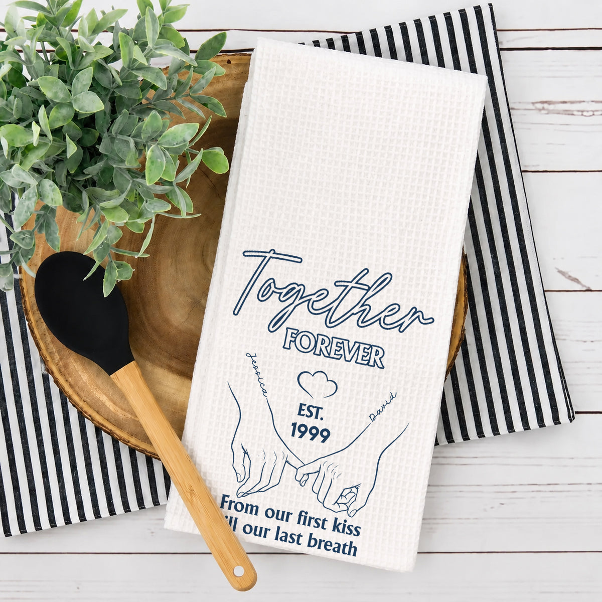 Forever With You - Couple Gifts - Personalized Kitchen Towel 56cd733e-780c-4f22-acc4-f556d43683e4-mk3-3-.jpg