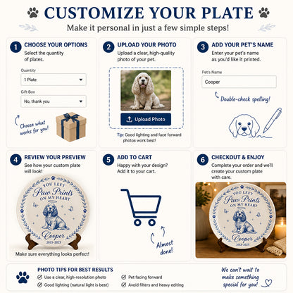 You Left Paw Prints On My Heart - Personalized Pet Memorial Ceramic Plate - Personalized Personalized Ceramic Plate 56f4bfd5-76bc-4e64-b4dd-87141a221152.jpg
