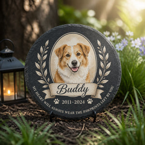 Pet Memorial Slate Stone — Photo Portrait with Name & Years - Personalized Memorial Stone 571e59de-0964-4114-8efc-40adb447c679.jpg