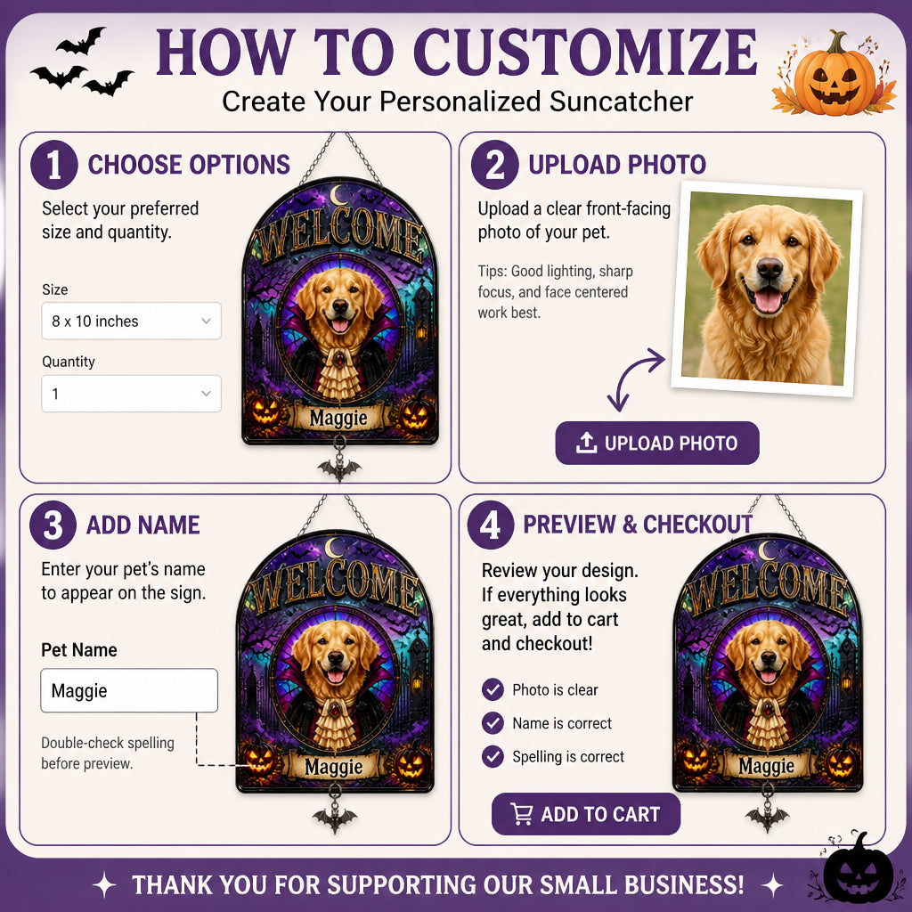Halloween Pet Vampire Welcome Garden Flag - Personalized 1 Layered Suncatcher with Charm 57227182-7e1f-43a6-b77a-92a4dde38526.jpg