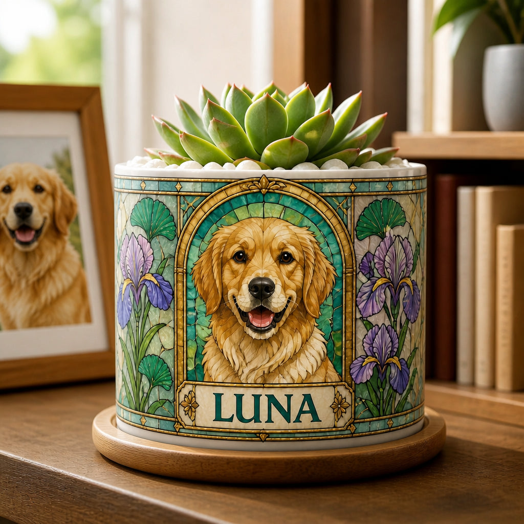 Custom Stained‑Glass Pet Portrait Planter with Name - Personalized Mini Glass Plant Pot 572422c1-46cd-4e25-8655-bc3b7ecbd196.jpg