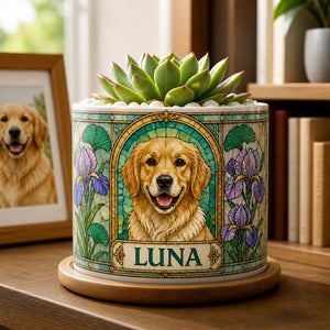 Custom Stained‑Glass Pet Portrait Planter with Name - Personalized Mini Glass Plant Pot 572422c1-46cd-4e25-8655-bc3b7ecbd196.jpg