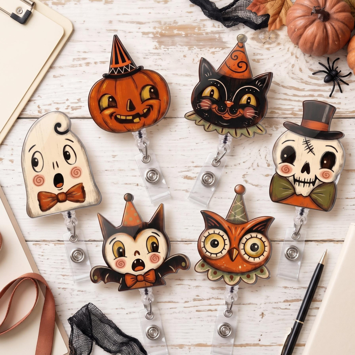 Halloween Badge Reel, Nurse Badge Reel Cat, Ghost, Bat, Pumpkin, Owl, Skeleton, Nurse and Teacher Accessory, Teacher Gift, Nursing Gift 573f5291-c66d-49f2-b6c2-2c2317ac9f36-8.png