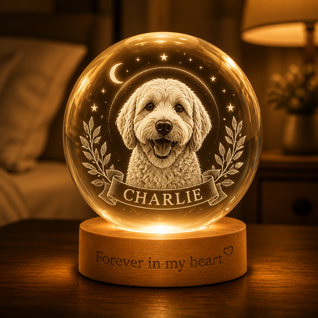 Pet Memorial Crystal Ball Night Light – Photo Engraved with Name, "Forever in my heart" - Personalized Crystal Ball LED Night Light 57494670-c0f5-48b1-be84-8187e7f359ab.png