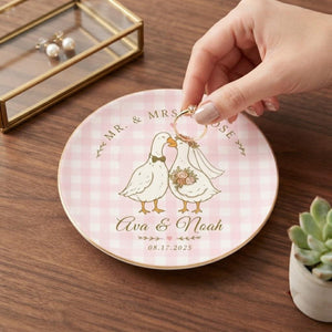 Personalized Goose Couple Ring Dish, Custom Name Wedding Ring Holder, Mr and Mrs Goose Jewelry Tray, Bridal Shower Gift for Newlyweds 57562845-5819-44e3-a3c1-d410814984ec-banner-3.jpg