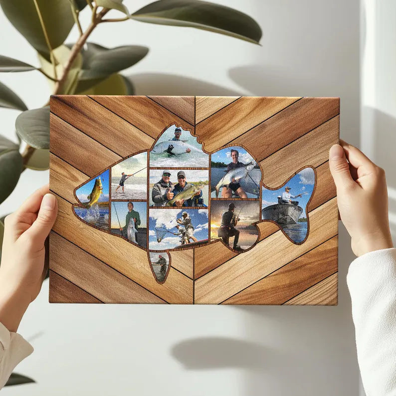 Custom Fishing Photo Collage Canvas, Fish Shape Personalized Wall Art, Unique Gift for Dad, Anniversary, Birthday Fishing Theme Décor 57581877-145e-4dc5-80b8-6ed020b2d482-ghhgh-2-.webp